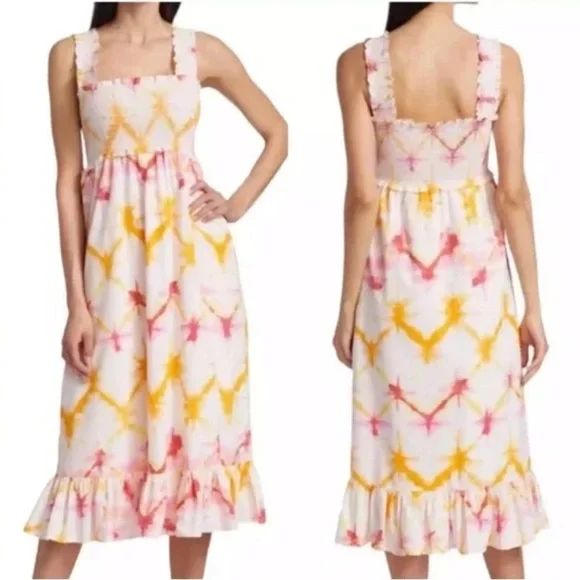 Rails Rumi Diamond Tie-Dye Smocked Midi Dress Size Small petite - Picture 1 of 15